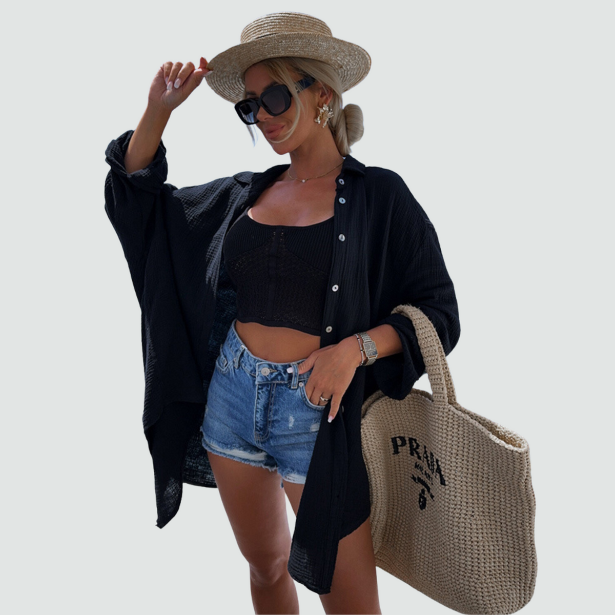 Statement Sequin Eye Oversized Shirt