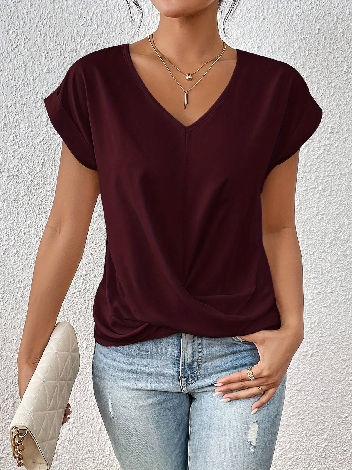 Elegant Knot V-Neck Top