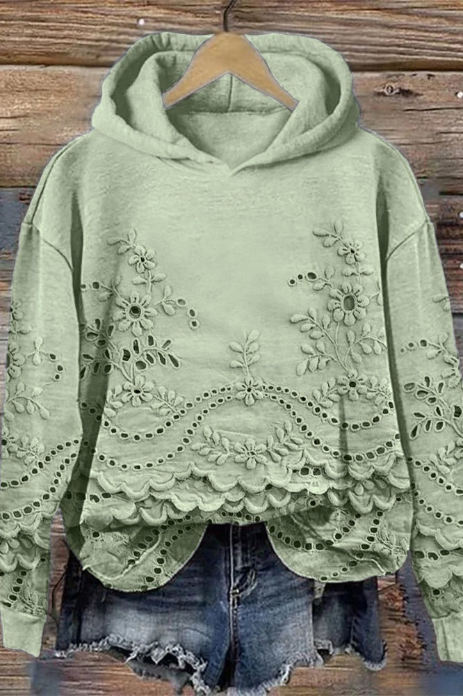 Floral-Lace Cosy Hoodie