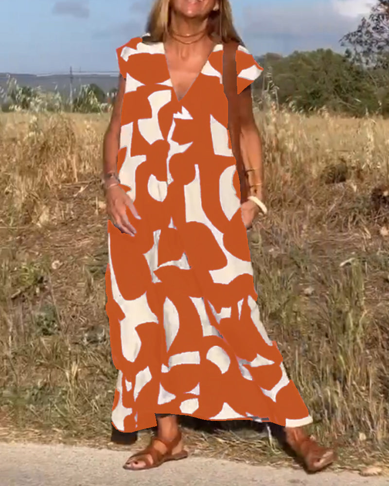 Elegant-Print Maxi Dress