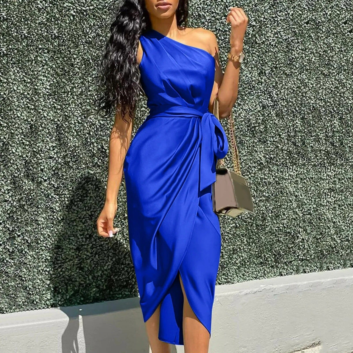 Silk Asymmetric Maxi Dress