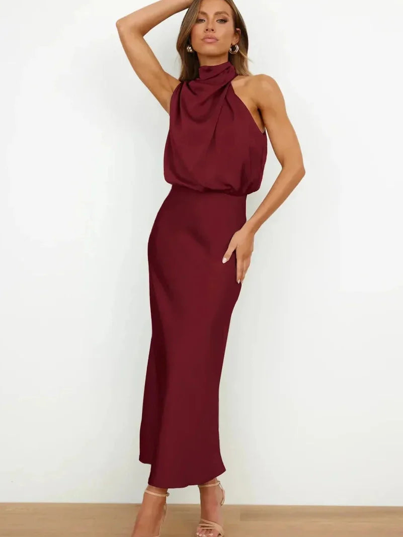Elegant Silhouette Silk Dress