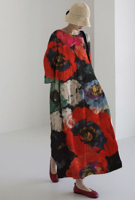 Floral-Elegance Midi Dress