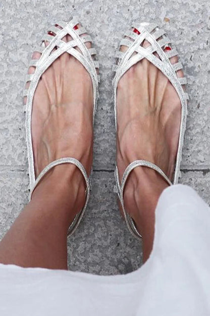 Woven Ankle-Strap Ballerina