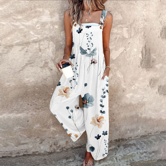 Cooling Plant-Print Jumpsuit