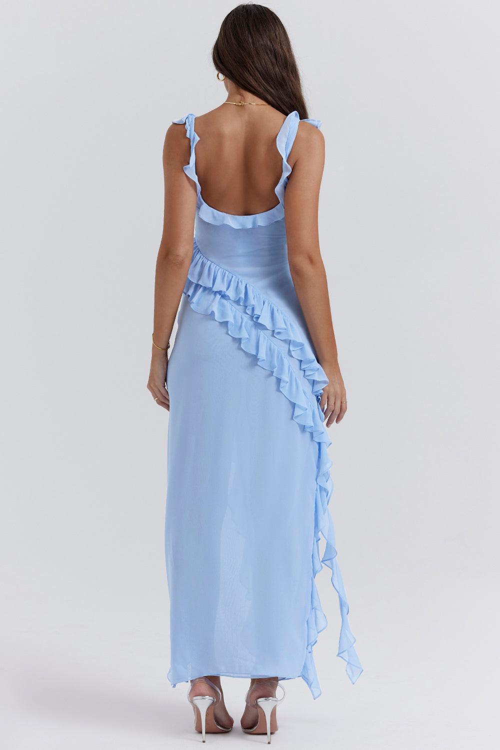 Elegant Cherry Evening Maxi Dress