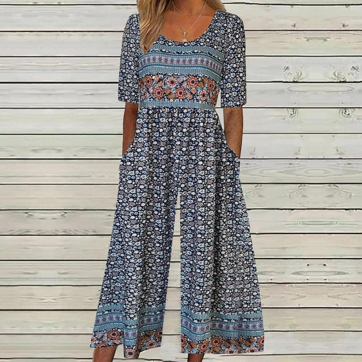 Comfort-Stretch Short-Sleeve Jumpsuit