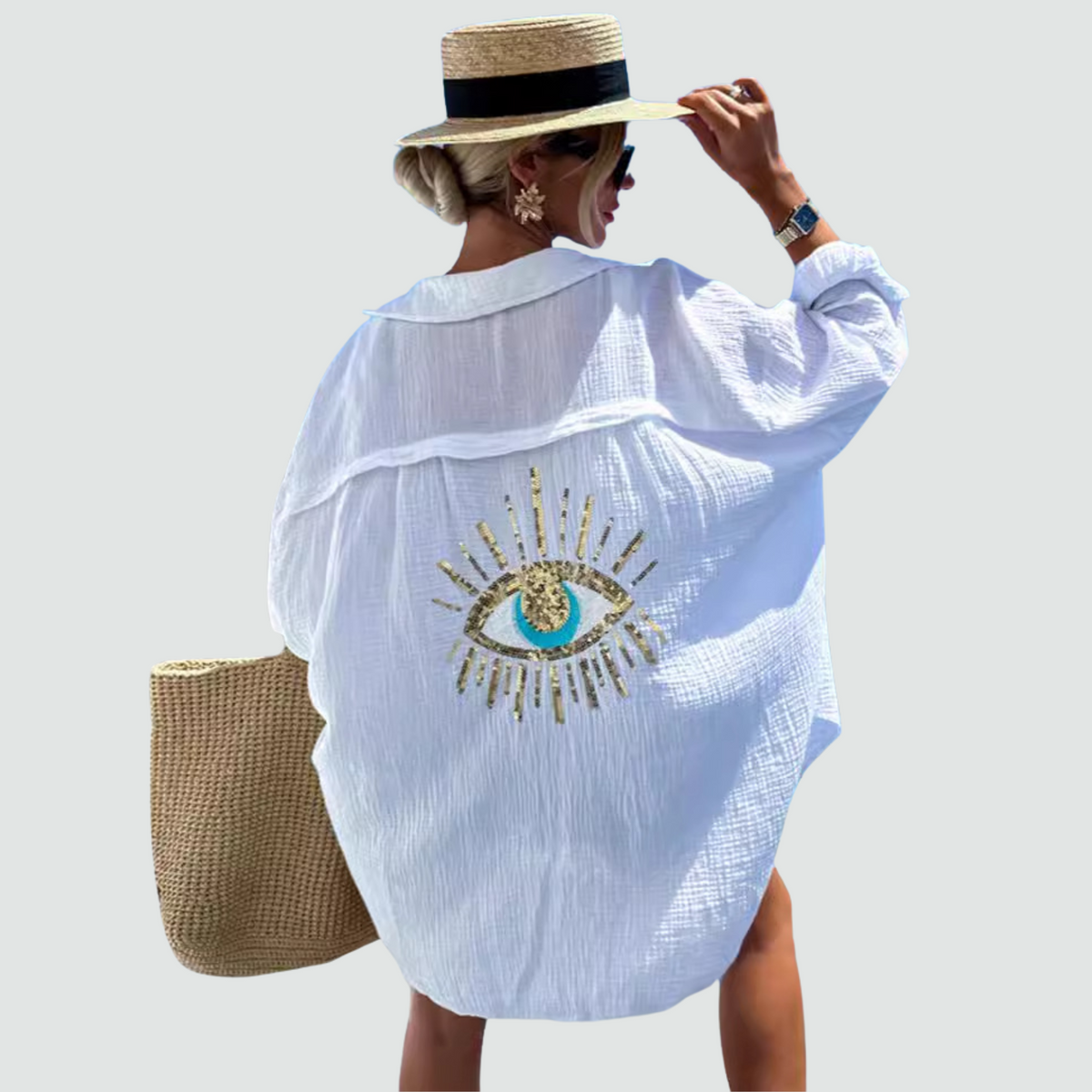 Statement Sequin Eye Oversized Shirt