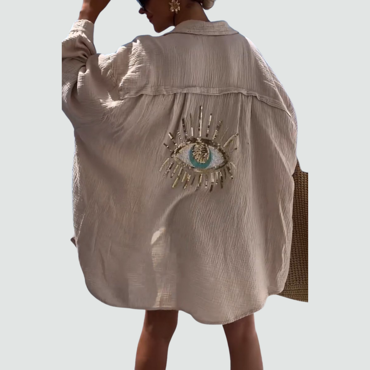 Statement Sequin Eye Oversized Shirt