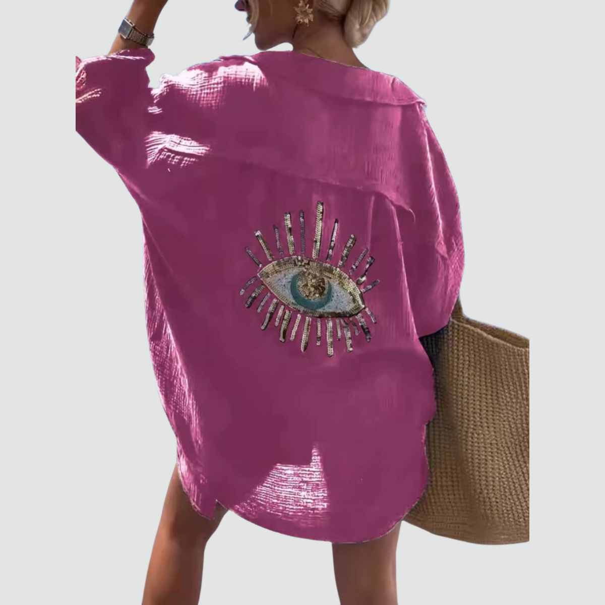 Statement Sequin Eye Oversized Shirt