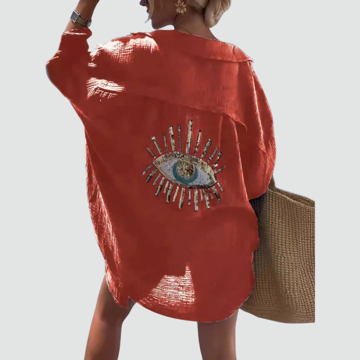 Statement Sequin Eye Oversized Shirt