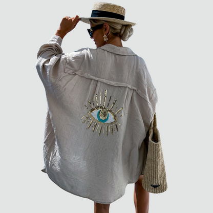 Statement Sequin Eye Oversized Shirt
