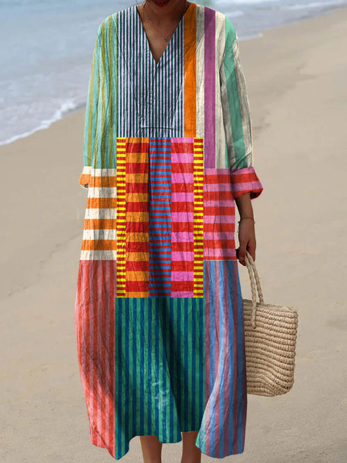 Vintage Geometric Boho Dress