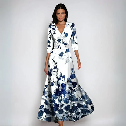 Floral-Elegance Wrap Dress