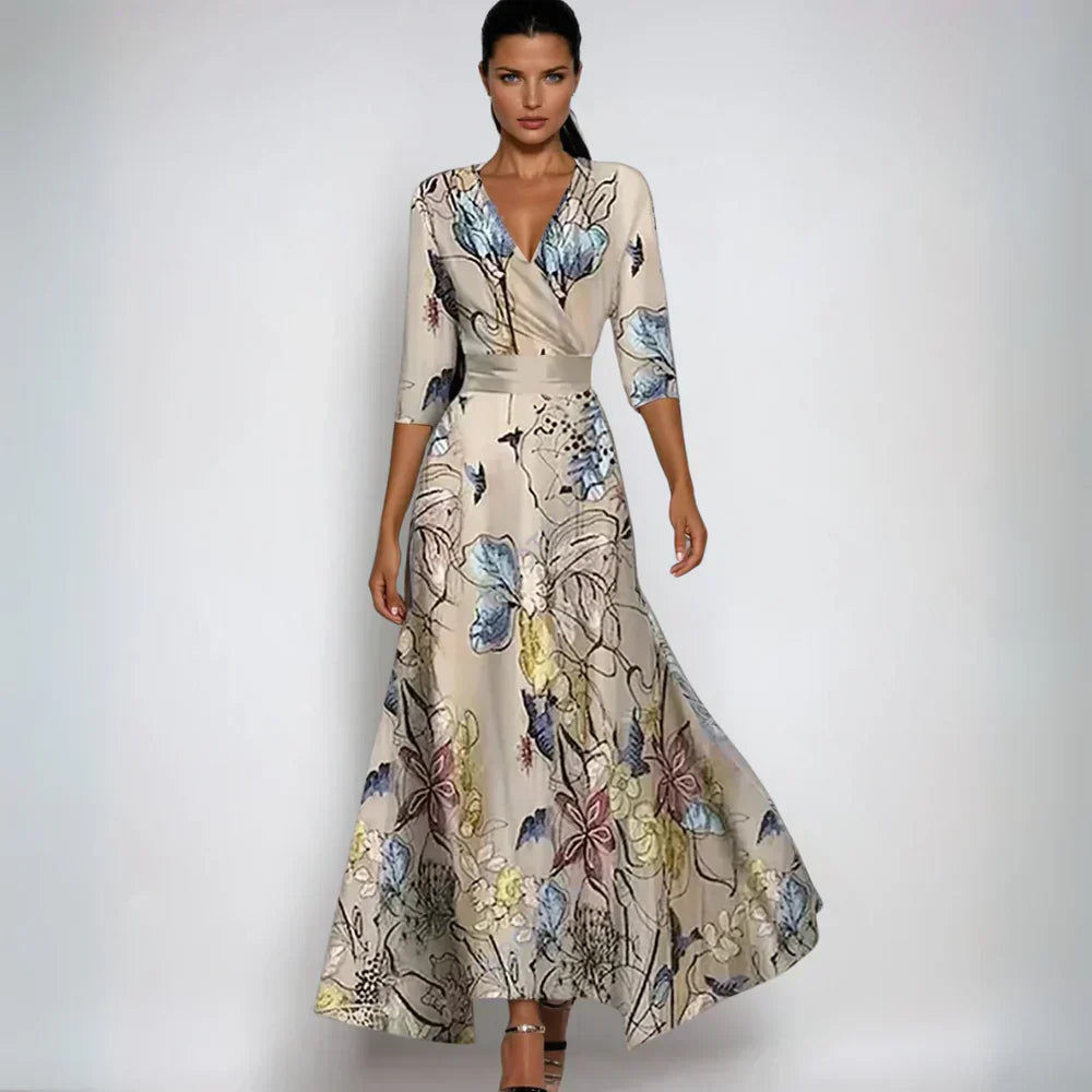 Floral-Elegance Wrap Dress