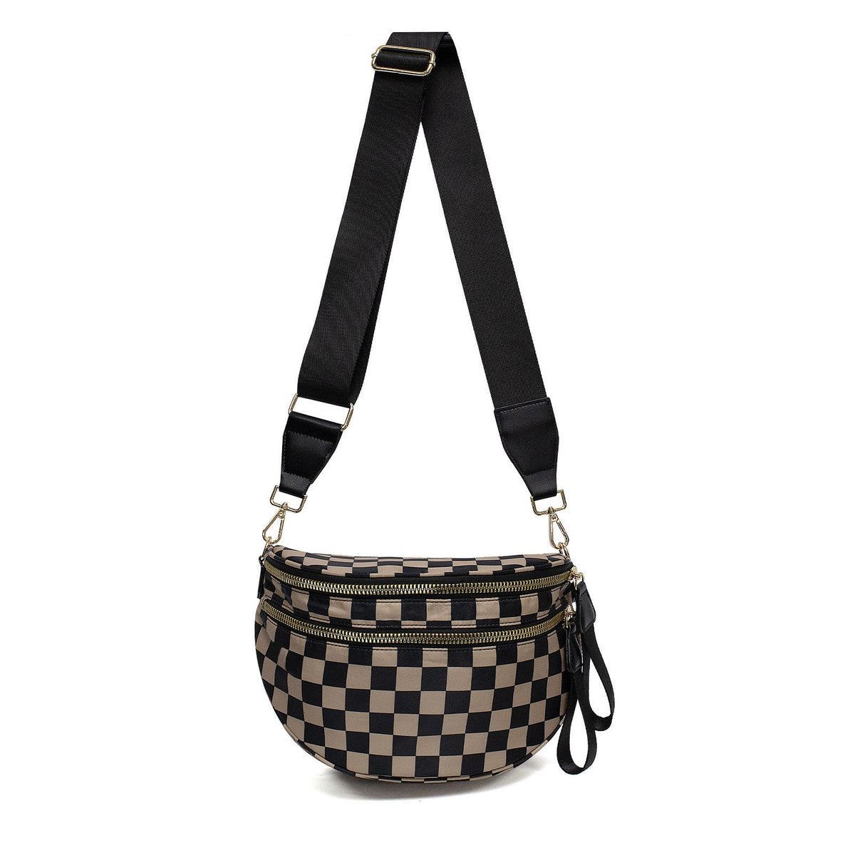 Secure-Zip Chequered Crossbody Bag