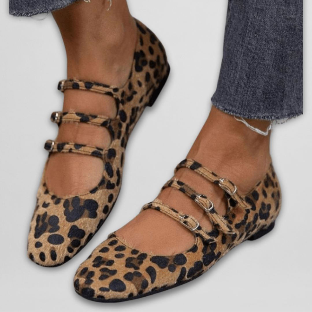 Chic Triplestrap Animal Ballerinas