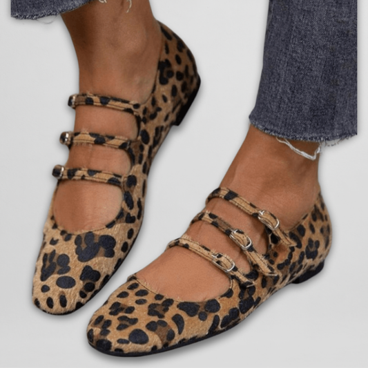 Chic Triplestrap Animal Ballerinas