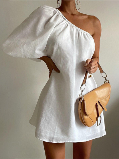 Chic Slant-Shoulder Statement Dress