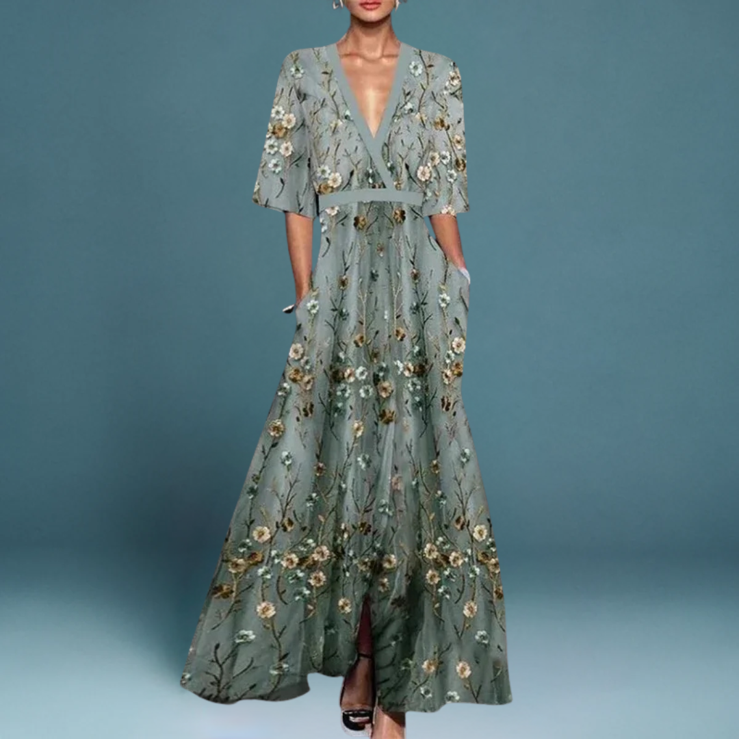 Flattering V-Neck Elegance Dress