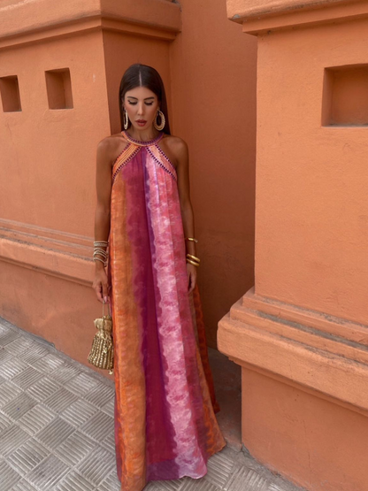 Elegant Tie-Dye Maxi Dress