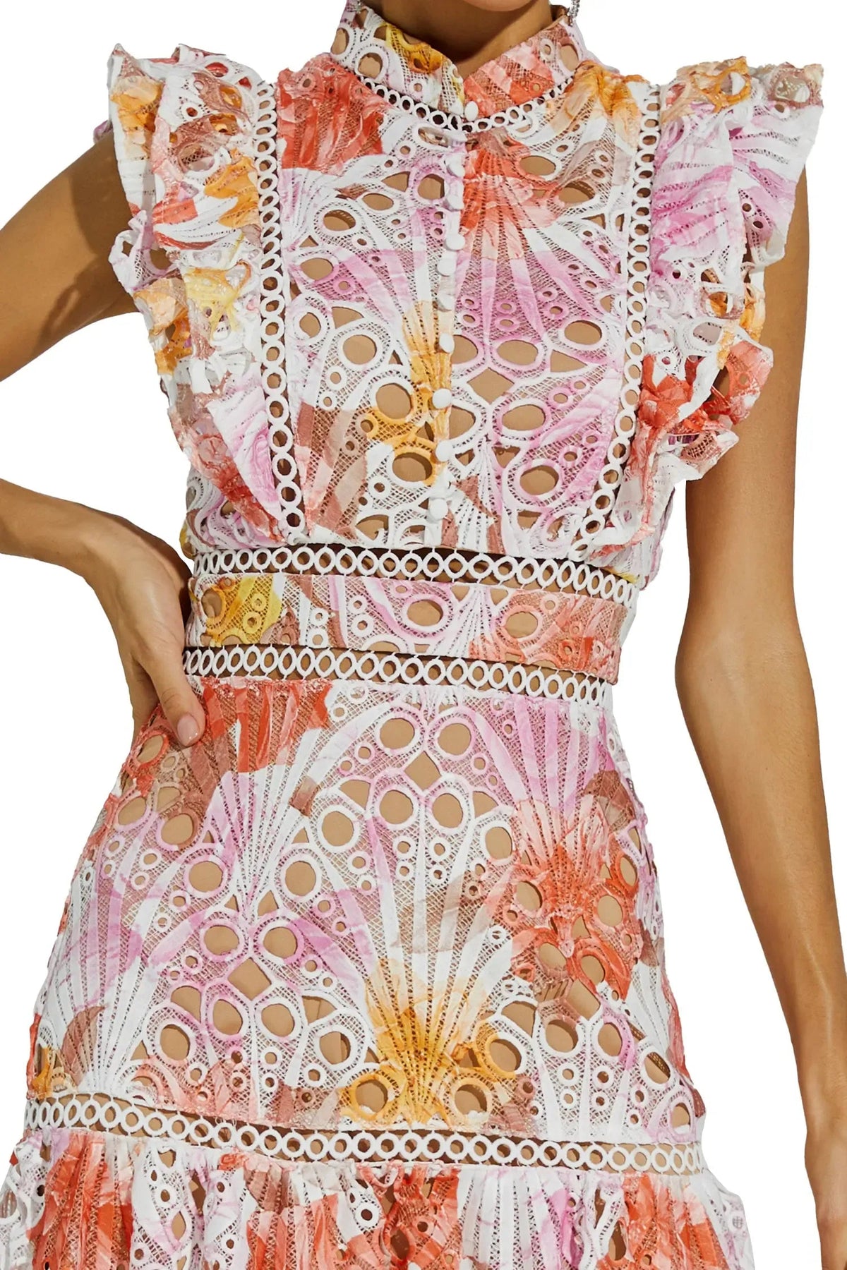 Elegant-Trim Sleeveless Midi Dress