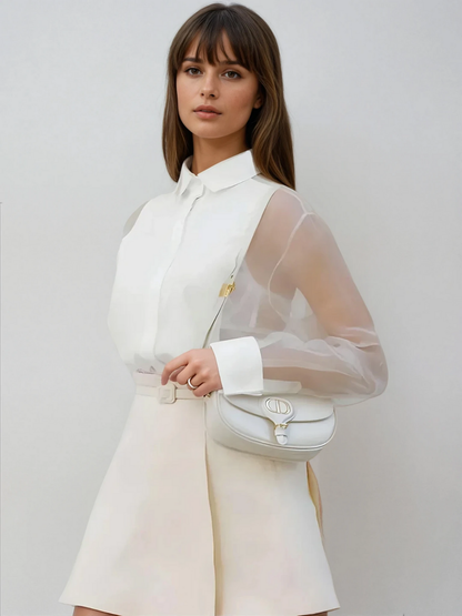 Elegant Puff Sleeve Organza Top