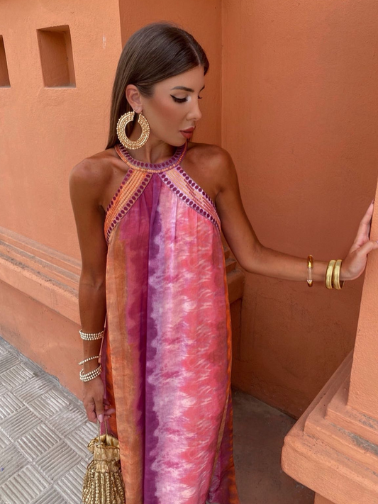 Elegant Tie-Dye Maxi Dress