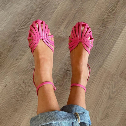 Gold-Touch Woven Flat Sandals