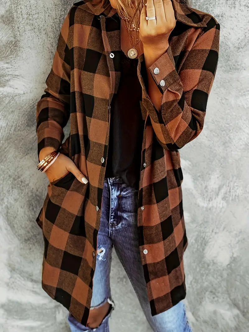 Checked Soft-Stretch Blouse