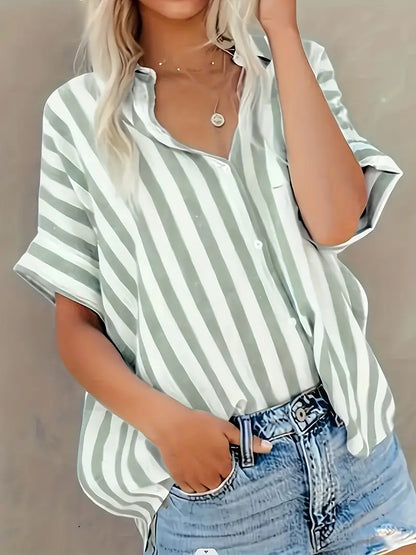 Easy-Care Striped Blouse