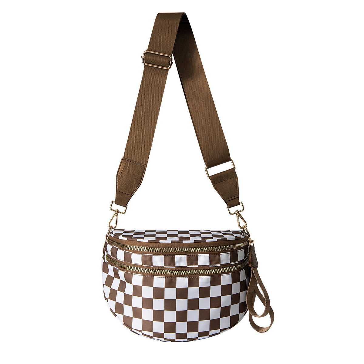 Secure-Zip Chequered Crossbody Bag