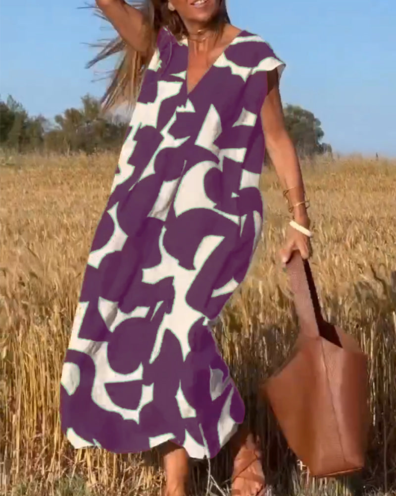 Elegant-Print Maxi Dress