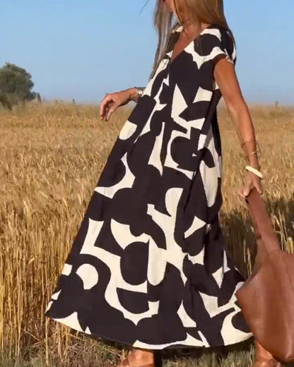 Elegant-Print Maxi Dress