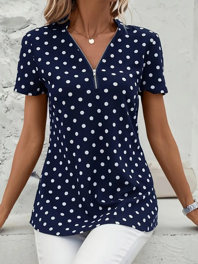 Easy-Care Polka Dot Blouse