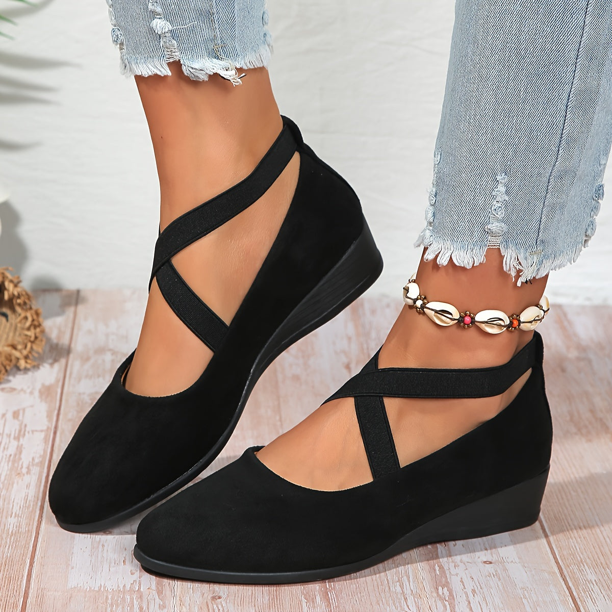 Red Stable-Step Wedge Sandals
