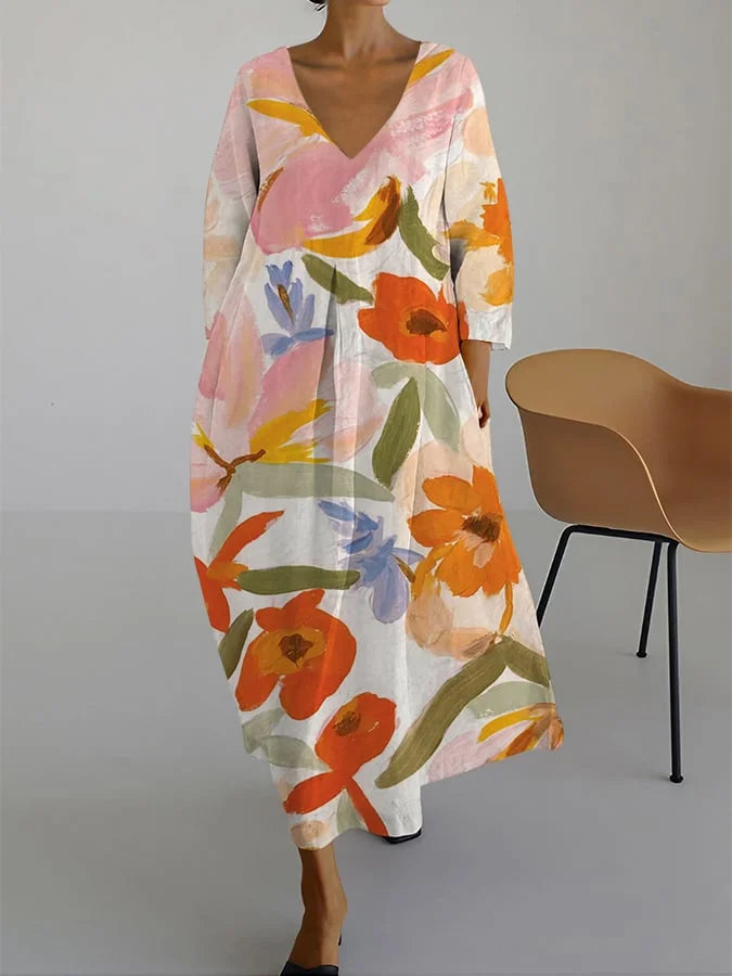 Floral-Breeze V-Neck Dress
