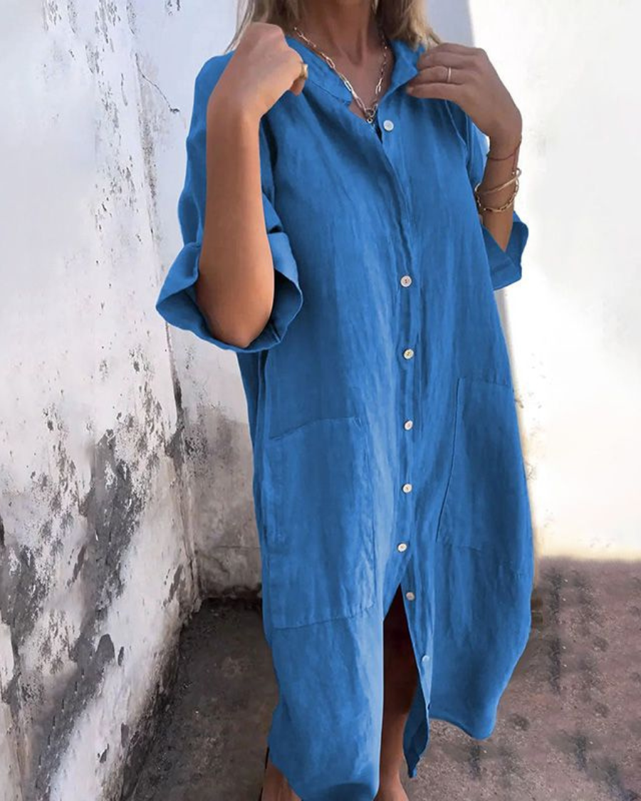 Ibiza-Style Casual Shirt Dress