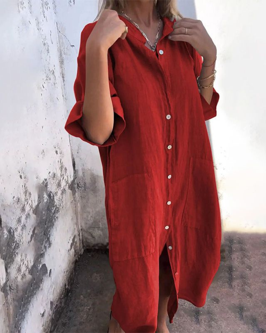 Ibiza-Style Casual Shirt Dress