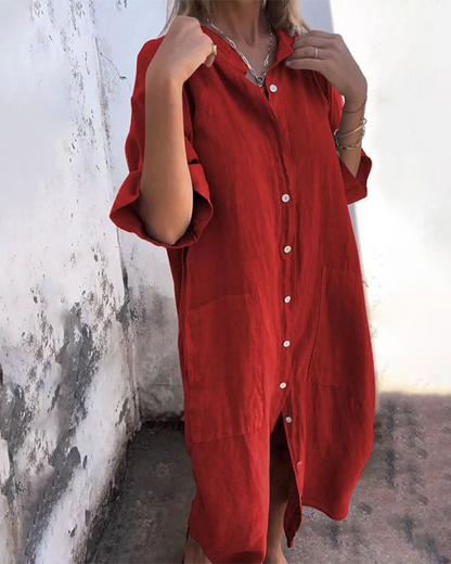 Ibiza-Style Casual Shirt Dress