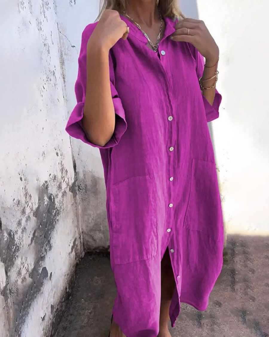 Ibiza-Style Casual Shirt Dress