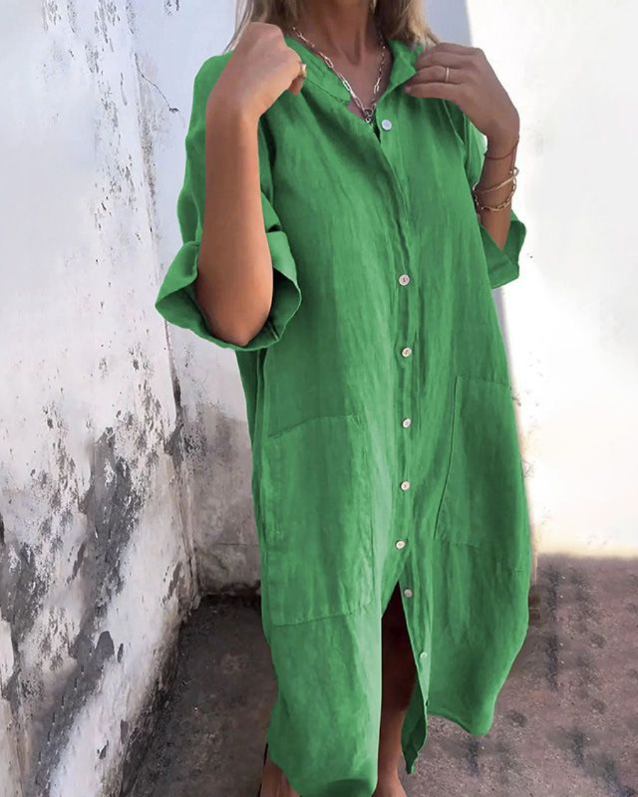Ibiza-Style Casual Shirt Dress