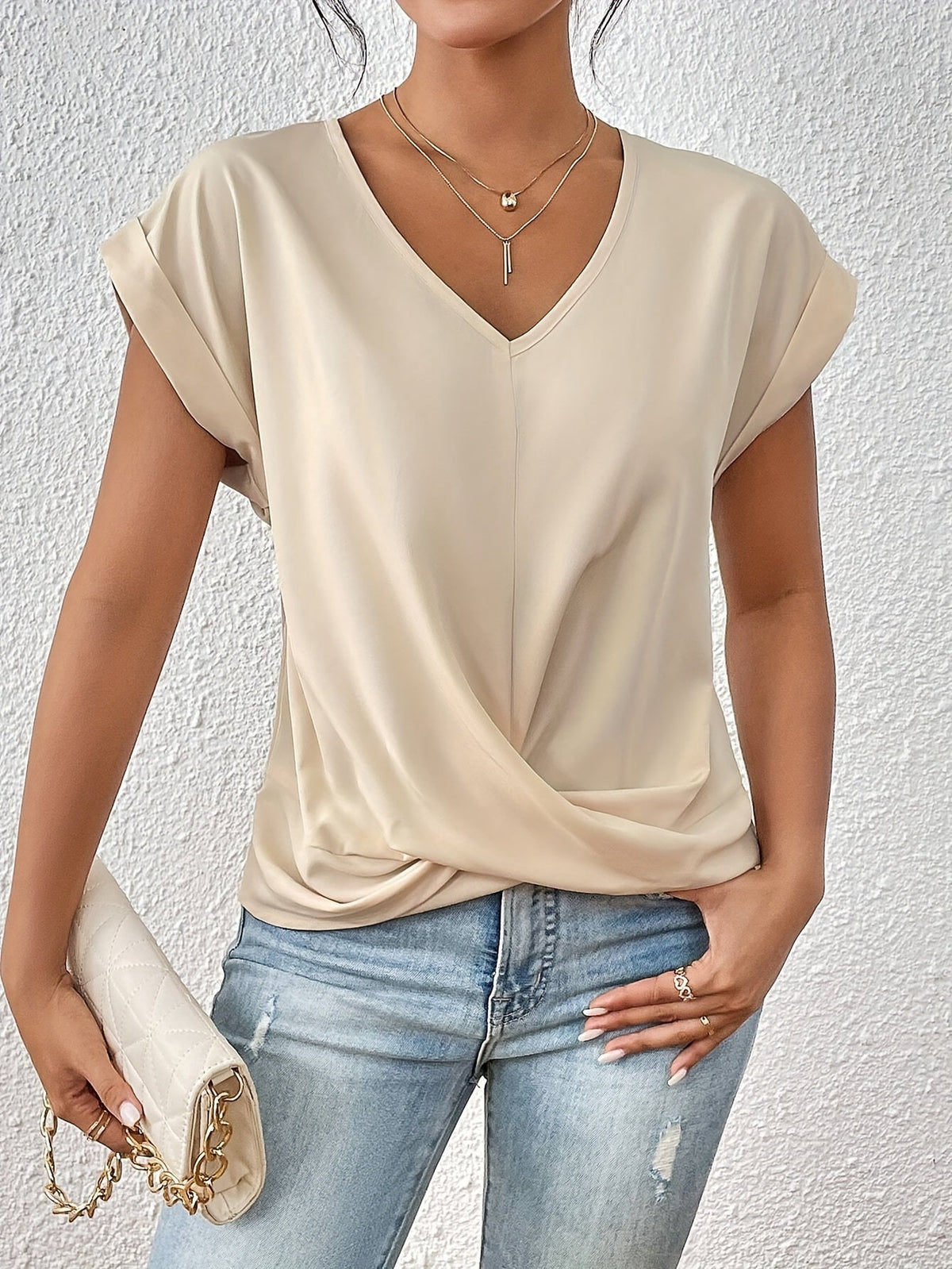 Elegant Knot V-Neck Top