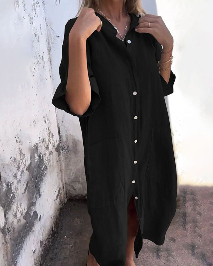 Ibiza-Style Casual Shirt Dress
