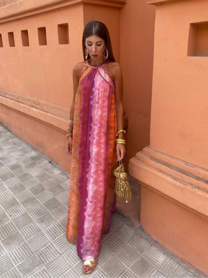 Elegant Tie-Dye Maxi Dress