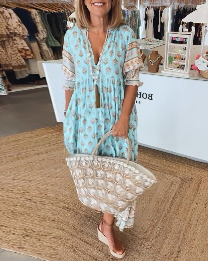 Vibrant V-Neck Dress