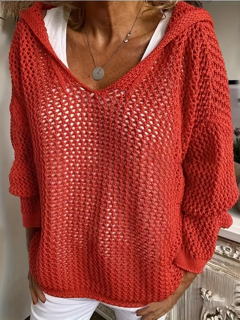 Easy-Care Hooded V-Neck Jumper