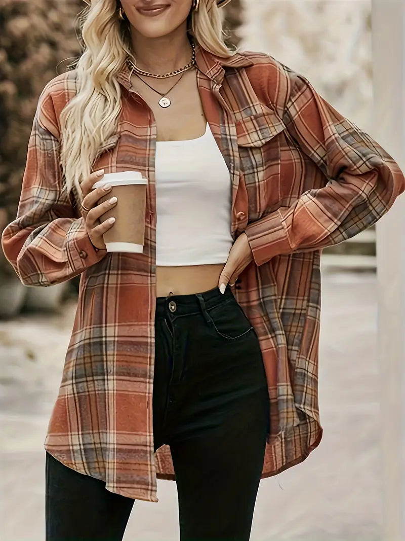 Easy-Care Checked Blouse