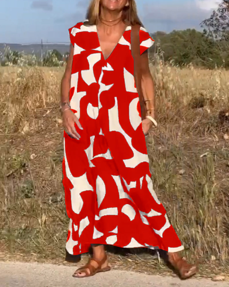 Elegant-Print Maxi Dress