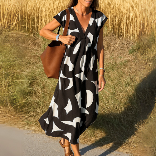 Figure-Skimming V-Neck Dress